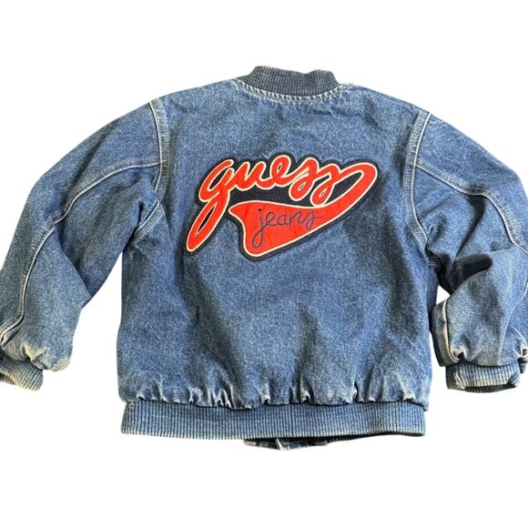 VTG 80's-90's Rare Guess Denim Spell Out Jacket Size Kids XL 6 - 6X/7 flannel - Picture 1 of 16